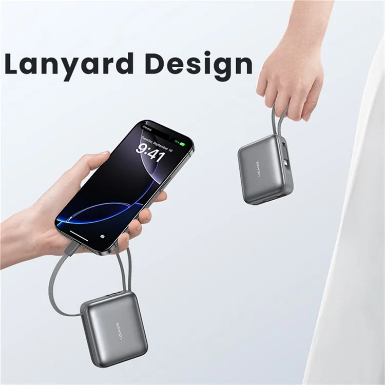 USAMS CD240 PB78 Power Bank 10000mAh Portable Charger with 20W Dual Fast Charging Cable