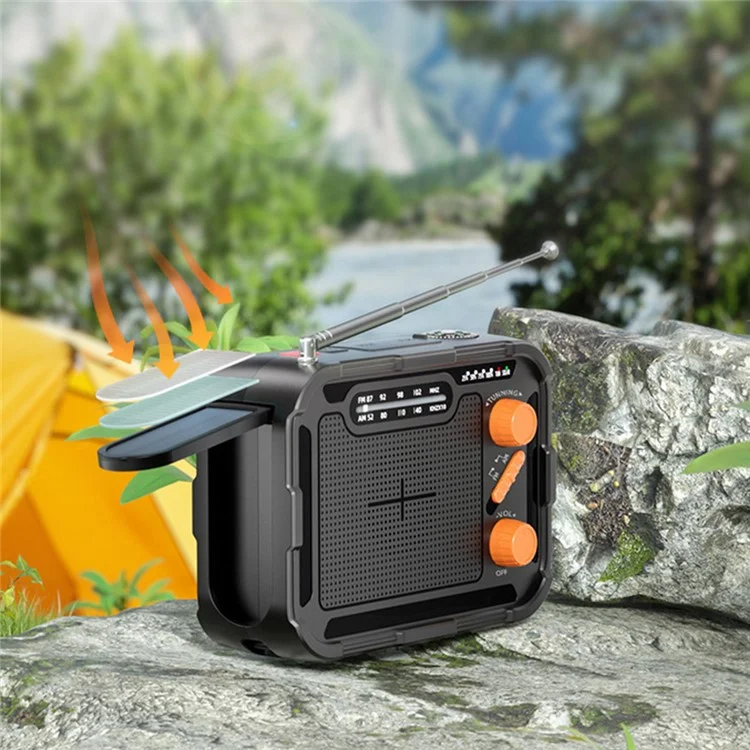 Banco de Energia de Emergência Externo R-N31 Rádio Gerador com Carregamento Manual Solar Multifuncional de 5000mAh