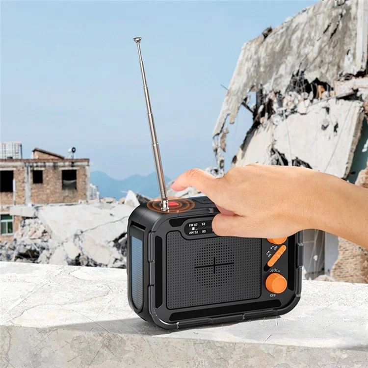 Banco de Energia de Emergência Externo R-N31 Rádio Gerador com Carregamento Manual Solar Multifuncional de 5000mAh