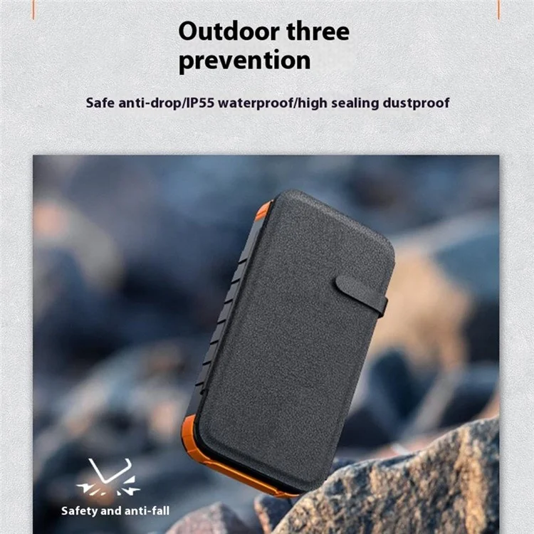 XN-830S Fast Charging Power Bank Digital Display Foldable Solar Charger Outdoor Portable Battery - Black / Orange