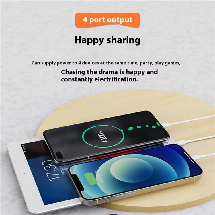 XN-830S Fast Charging Power Bank Digital Display Foldable Solar Charger Outdoor Portable Battery - Black / Orange