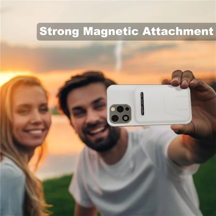 KT-D007Z 10000mAh Portable Charger 15W Magnetic Wireless Charging Power Bank with Foldable Stand - White