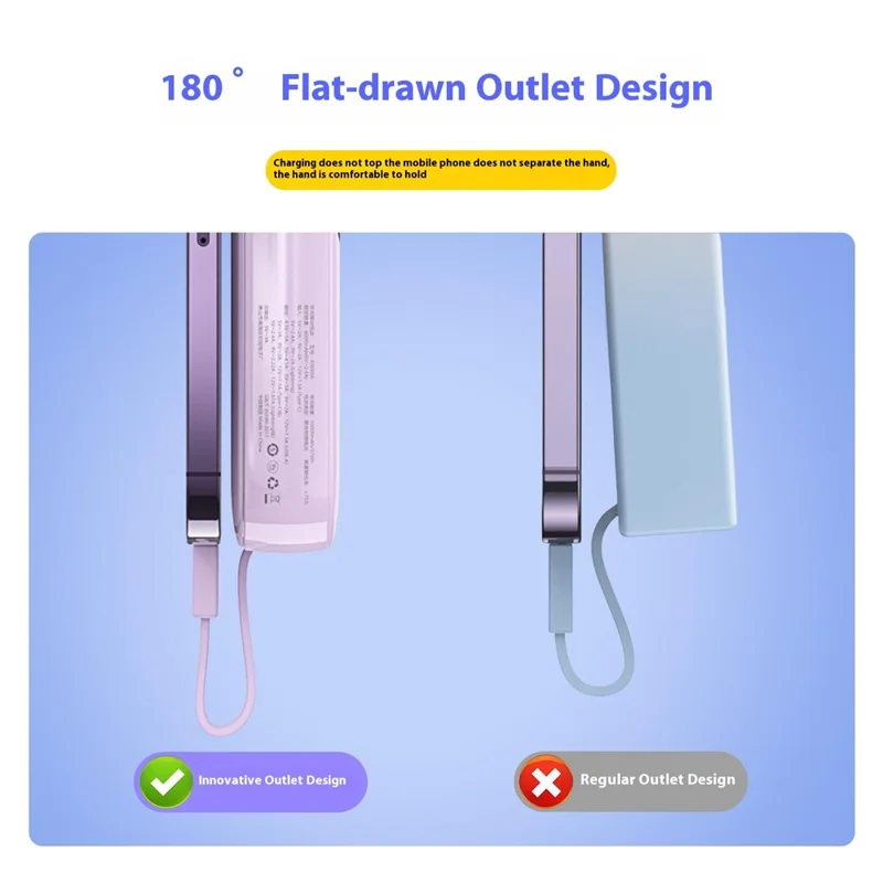 K0088A 20000mAh Power Bank 22.5W Fast Charging Portable Charger with Type-C / iP Cable for Mobile Devices - Gradient Blue Pink