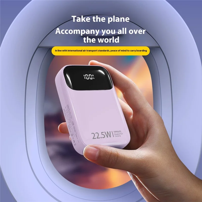 K0088A 20000mAh Power Bank 22.5W Fast Charging Portable Charger with Type-C / iP Cable for Mobile Devices - Gradient Blue Pink