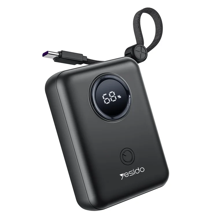 YESIDO YP64 Banco de energía 10000mAh Cargador portátil de teléfono y tableta con cable integrado Tipo-C / 8Pin