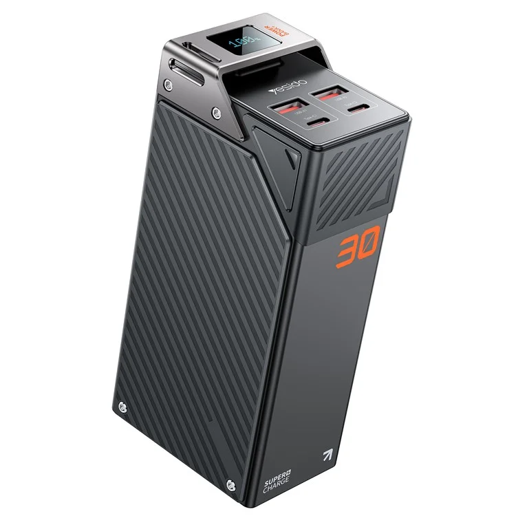 YESIDO YP62 Batteria portatile da 30.000 mAh con 2 porte Type-C e 2 porte USB-A Display digitale Caricabatterie per telefono