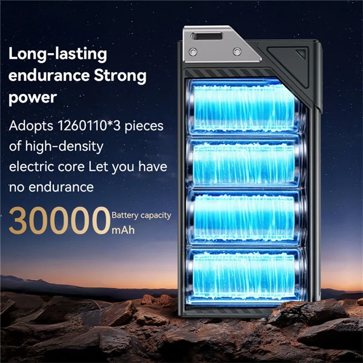 YESIDO YP62 Batteria portatile da 30.000 mAh con 2 porte Type-C e 2 porte USB-A Display digitale Caricabatterie per telefono