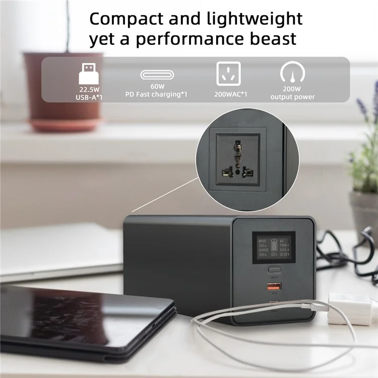 SKA200F 200W Portable Power Station 60000mAh High Capacity 220V Outdoor Power Bank for Laptop Phone Tablet