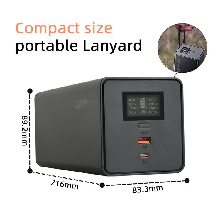 SKA200F 200W Portable Power Station 60000mAh High Capacity 220V Outdoor Power Bank for Laptop Phone Tablet