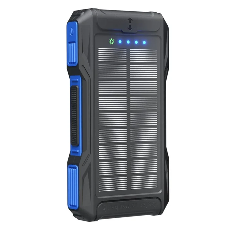 10000mAh Solar Hand Crank Power Bank Emergency Portable Charger with LED Light Phone Stand - Blue