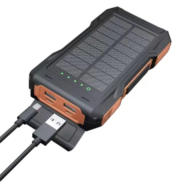 10000mAh Solar Hand Crank Power Bank Emergency Portable Charger with LED Light Phone Stand - Blue