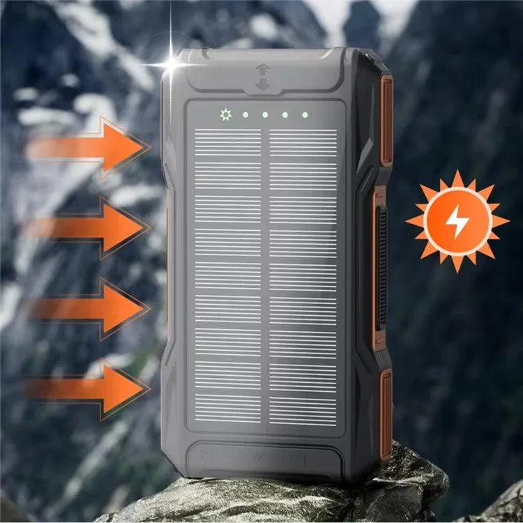 10000mAh Solar Hand Crank Power Bank Emergency Portable Charger with LED Light Phone Stand - Blue