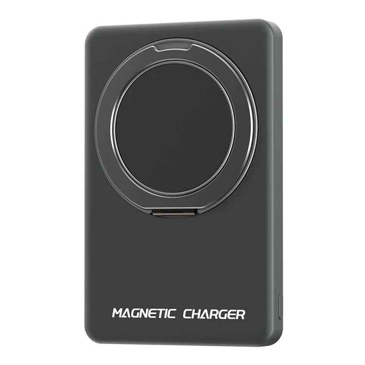 S20 Magnetic Power Bank Compatible with MagSafe 5000mAh 15W Portable Phone Charger with Ring Stand - Titanium Grey