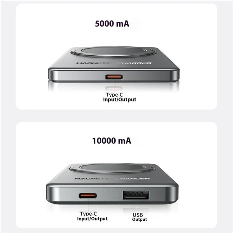 S20 Magnetic Power Bank Compatible with MagSafe 5000mAh 15W Portable Phone Charger with Ring Stand - Titanium Grey