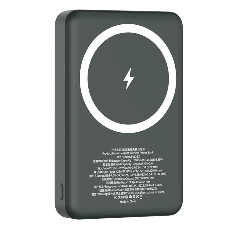 S21 Magnetic Power Bank Compatible with MagSafe 10000mAh 15W Portable Phone Charger with Ring Stand - Titanium Grey
