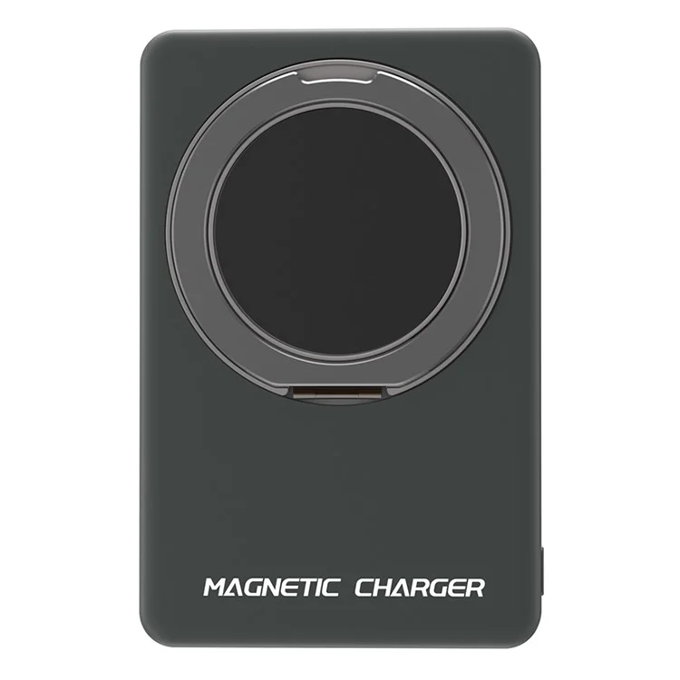 S21 Magnetic Power Bank Compatible with MagSafe 10000mAh 15W Portable Phone Charger with Ring Stand - Titanium Grey