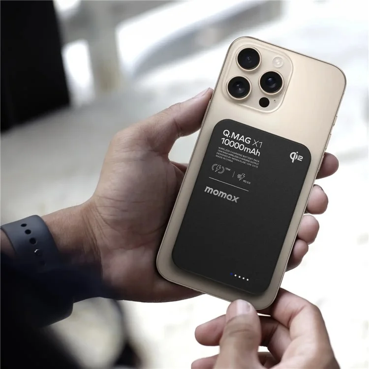 MOMAX Q.Mag X1 Qi2 Power Bank Magnético Sem Fio 10000mAh Carregador Portátil para Celular - Dourado