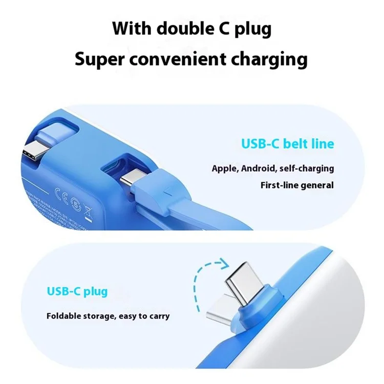 MOMAX 1-Power Mini Pop Art Cargador portátil con cable incorporado para USB C 5000mAh 20W Carga rápida 3 Puertos Power Bank - Naranja