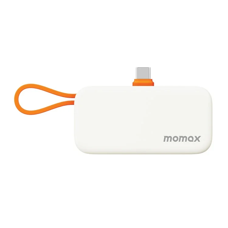 MOMAX 1-Power Mini Pop Art Cargador portátil con cable incorporado para USB C 5000mAh 20W Carga rápida 3 Puertos Power Bank - Naranja