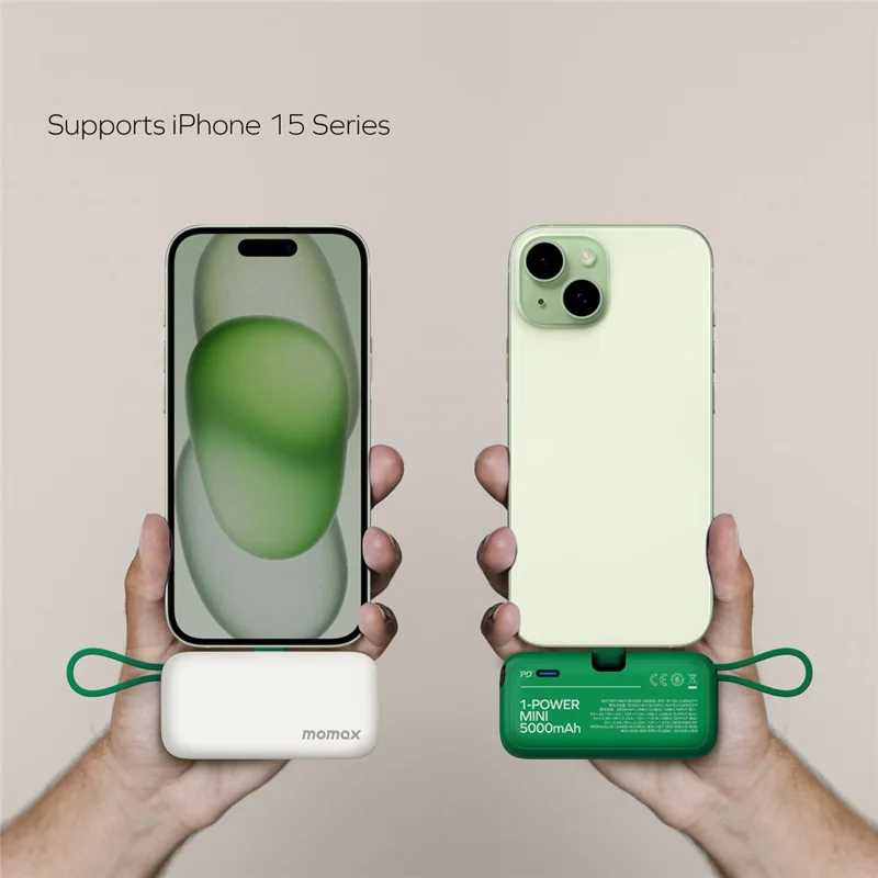MOMAX 1-Power Mini Pop Art Портативное зарядное устройство с встроенным кабелем для USB-C 5000 мАч 20 Вт быстрая зарядка 3 порта Powerbank - Синий