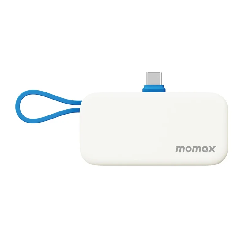 MOMAX 1-Power Mini Pop Art Портативное зарядное устройство с встроенным кабелем для USB-C 5000 мАч 20 Вт быстрая зарядка 3 порта Powerbank - Синий