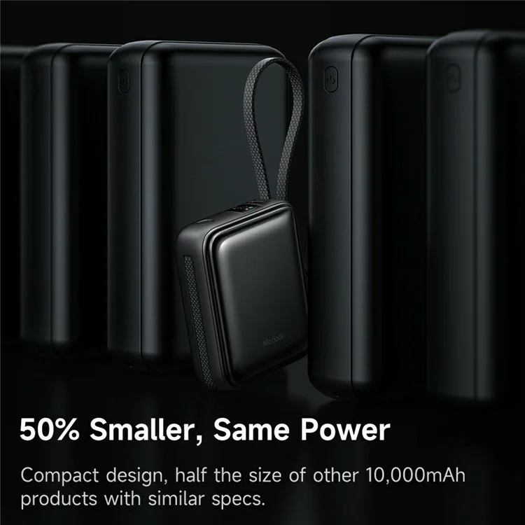MCDODO MC-255 Freekit 10000mAh Mini Power Bank Portable Phone Charger with Built-In Cables 22.5W Fast Charging