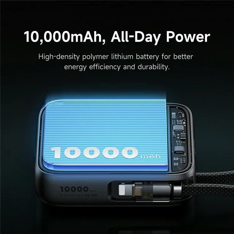 MCDODO MC-255 Freekit 10000mAh Mini Power Bank Portable Phone Charger with Built-In Cables 22.5W Fast Charging