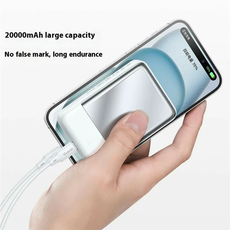 MCDODO MC-502 Magnetic Power Bank 20000mAh 20W Fast Charging Portable Charger Wireless Charging - White