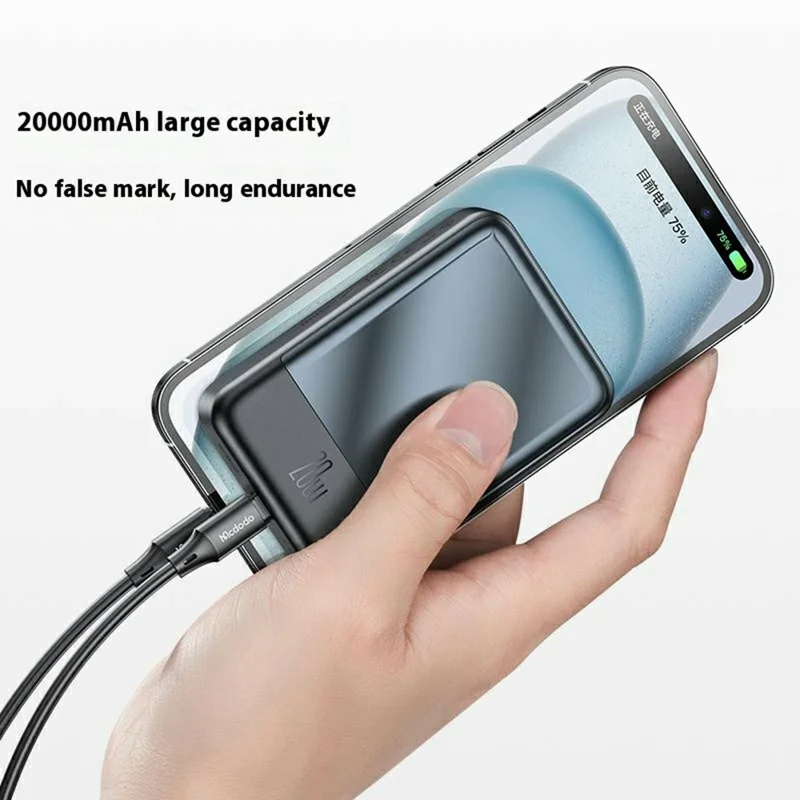 MCDODO MC-502 Magnetisk Powerbank 20000 mAh 20 W Hurtigopladning Bærbar Oplader Trådløs Opladning - Sort