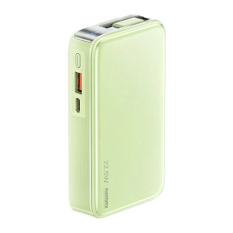 REMAX FCP-25 Batterie externe 10000mAh 22,5W Charge rapide avec Câble Type-C rétractable intégré - Vert