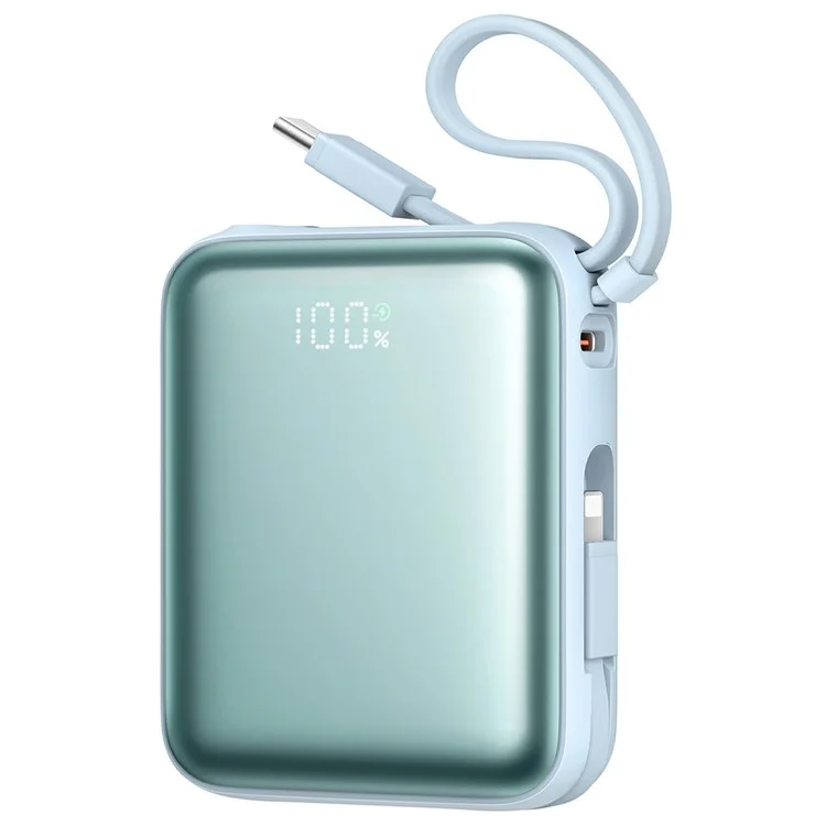 JOYROOM JR-PBF27 Powerbank da 10000mAh, Caricatore Portatile Ultraveloce 22,5W con Doppi Cavi Integrati - Blu