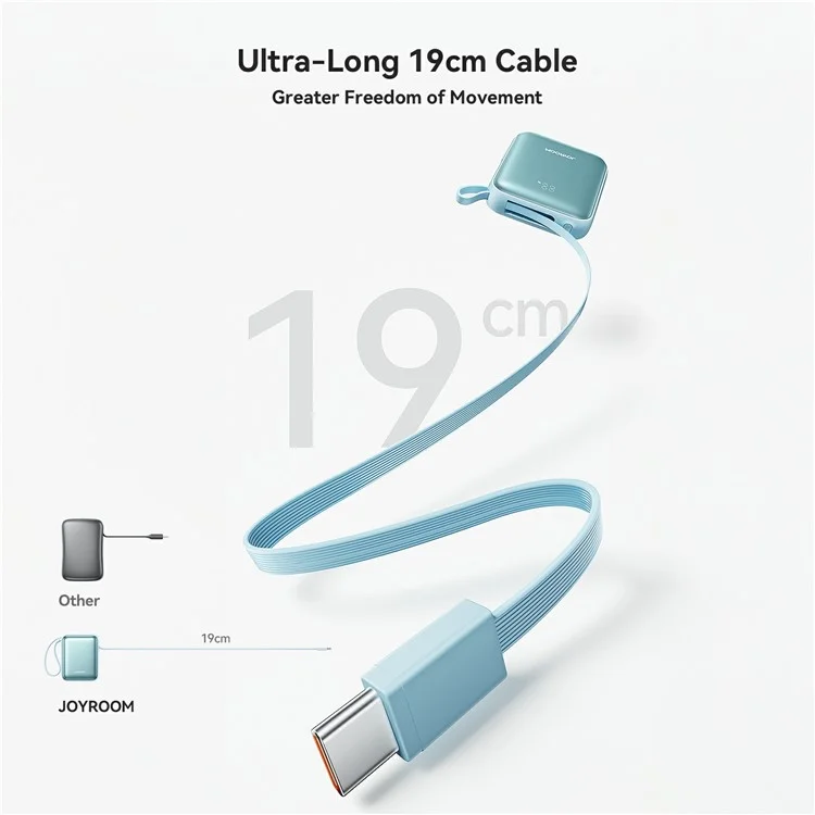 JOYROOM JR-PBF27 Powerbank da 10000mAh, Caricatore Portatile Ultraveloce 22,5W con Doppi Cavi Integrati - Blu