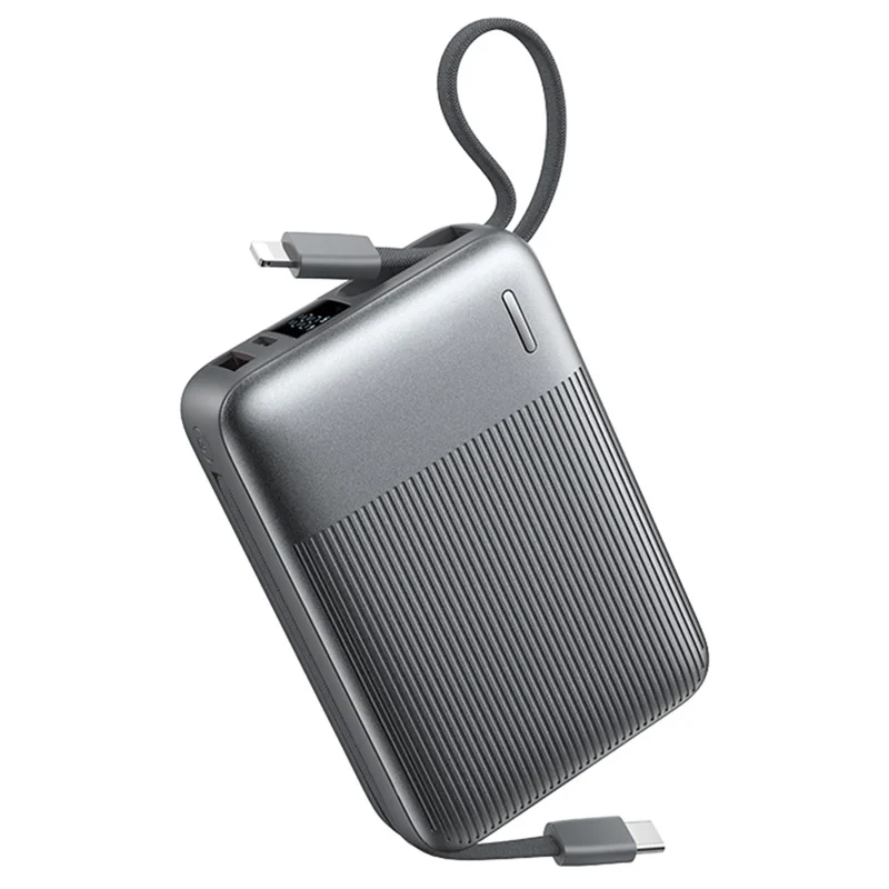 REMAX FC-06 22.5W Power Bank 20000mAh Portable Charger with Built-in Fast Charging Cable - Grey