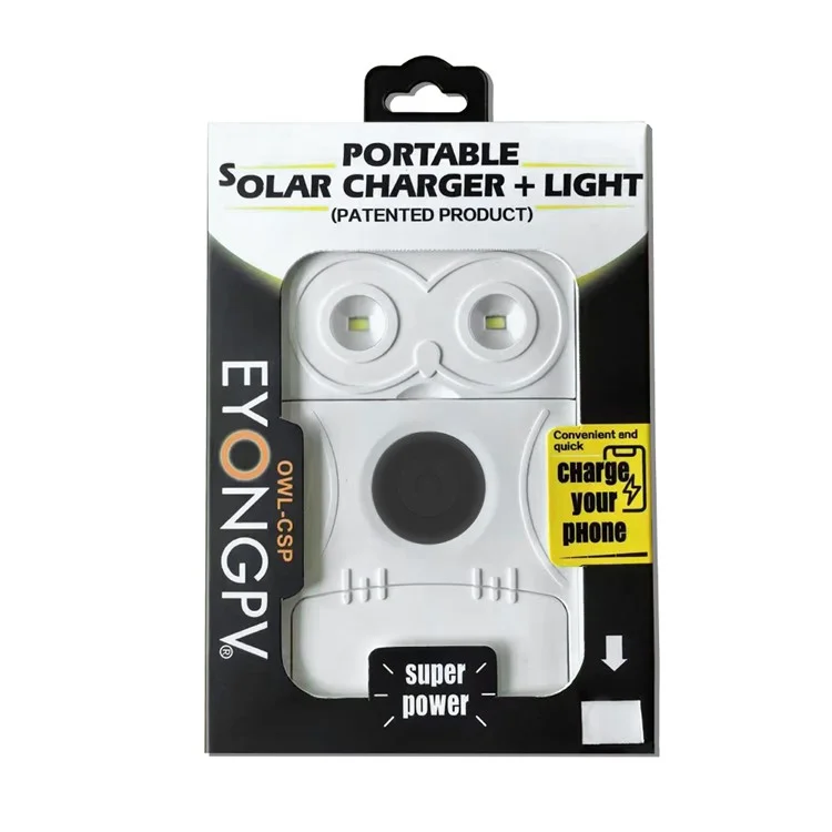 EYONGPV OWL-CSP Solar Power Bank 8000mAh Outdoor Camping Emergency 18W Fast Charging Portable Charger Solar Lamp - White