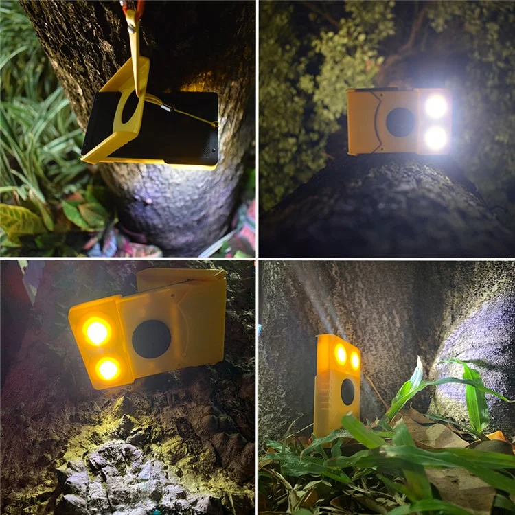 EYONGPV OWL-SP Solar Power Bank 1400mAh Outdoor Camping Emergency Portable Charger Solar Lamp - Yellow