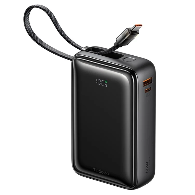MCDODO MC-6370 MDD Freekit Series Powerbank USB-C 20000mAh com Display Digital 65W Portas USB-A + USB-C Carregador de Celular - Preto