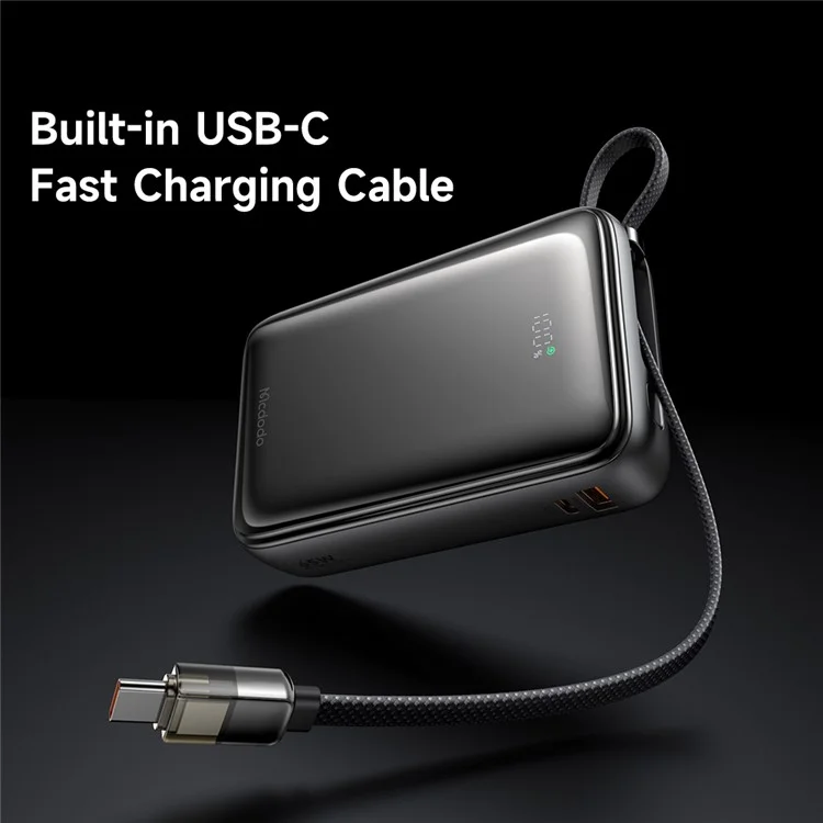MCDODO MC-6370 MDD Freekit Series Powerbank USB-C 20000mAh com Display Digital 65W Portas USB-A + USB-C Carregador de Celular - Preto