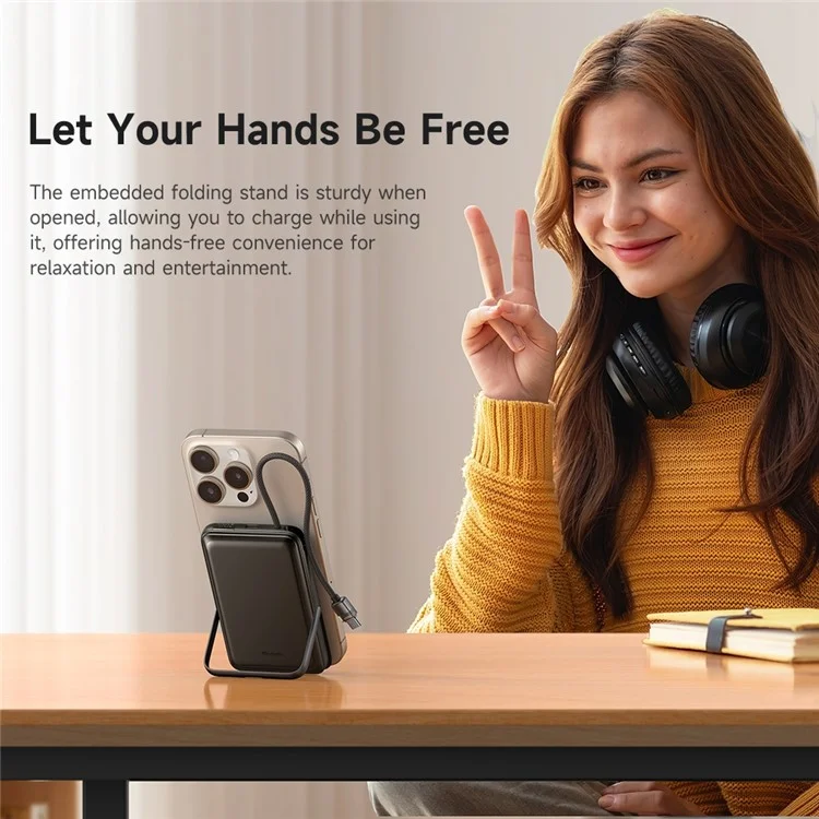 MCDODO MC-6320 MDD Freekit Series Cavo USB-C Power Bank da 10000mAh con Supporto di Ricarica Magnetica Wireless per Apple Watch AirPods e Telefono