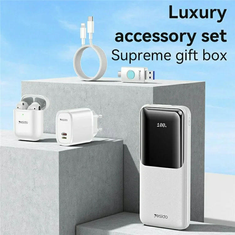 YESIDO CG10 Conjunto de Banda de Energia 5 em 1 com 10000mAh, Fones de Ouvido TWS, Carregador de Parede, Cabo e Pen Drive USB