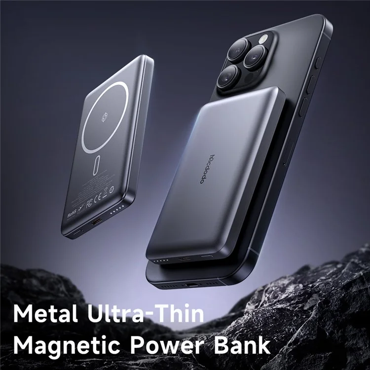MCDODO MC-4651 Batterie Externe 20W 10000mAh Charge Sans Fil Magnétique Ultra-Fine Métallique Chargeur Portable pour Téléphone