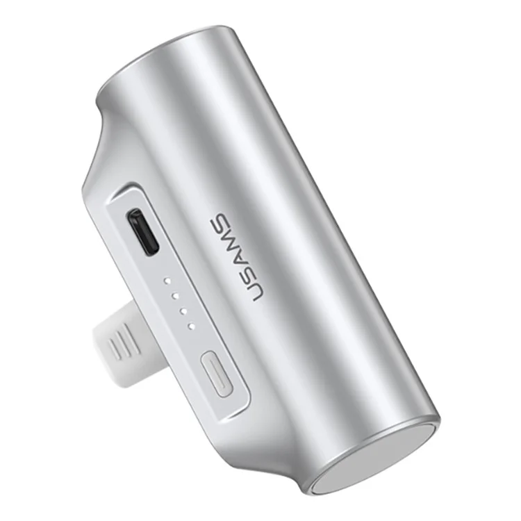 USAMS CD248 PB79 Mini Power Bank 3000mAh Type-C Plug Portable Charger Emergency Charging for Phones - Silver
