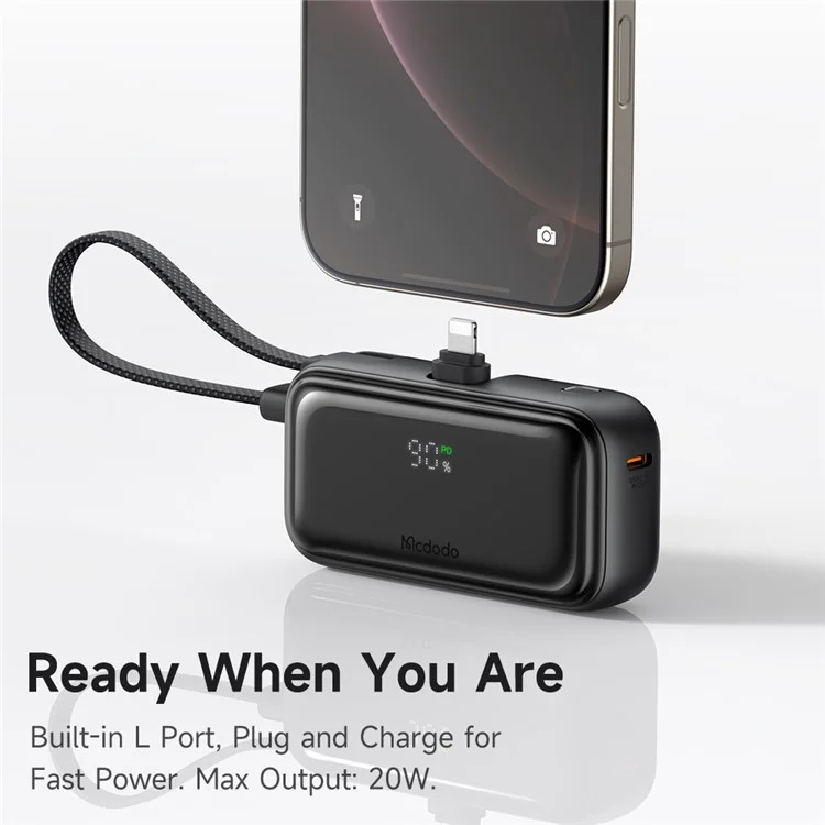 MCDODO MC-7800 MDD Freekit Series Power Bank with iP Plug Digital Display 5000mAh 20W Portable Phone Charger