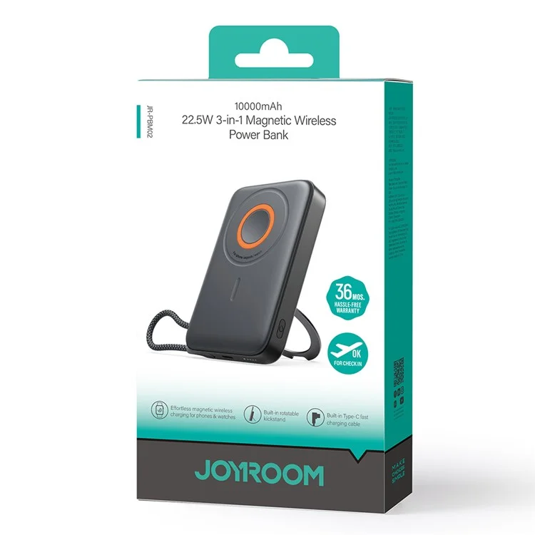 JOYROOM JR-PBM02 22.5W Super Fast Charging 3 in 1 Magnetic Wireless Charger 10000mAh Power Bank with Type-C Cable