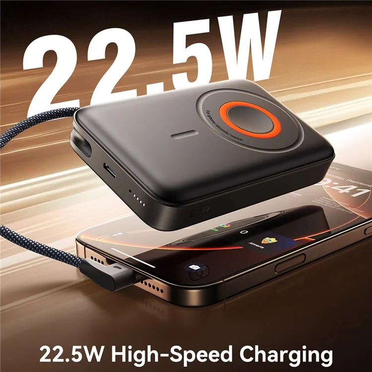 JOYROOM JR-PBM02 22.5W Super Fast Charging 3 in 1 Magnetic Wireless Charger 10000mAh Power Bank with Type-C Cable