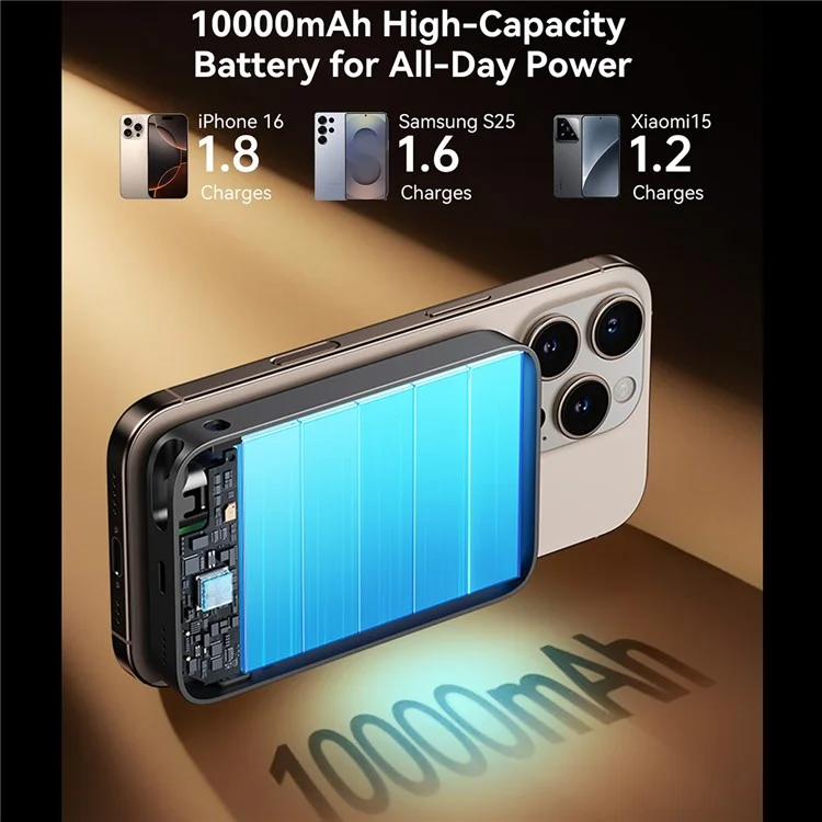 JOYROOM JR-PBM02 22.5W Super Fast Charging 3 in 1 Magnetic Wireless Charger 10000mAh Power Bank with Type-C Cable