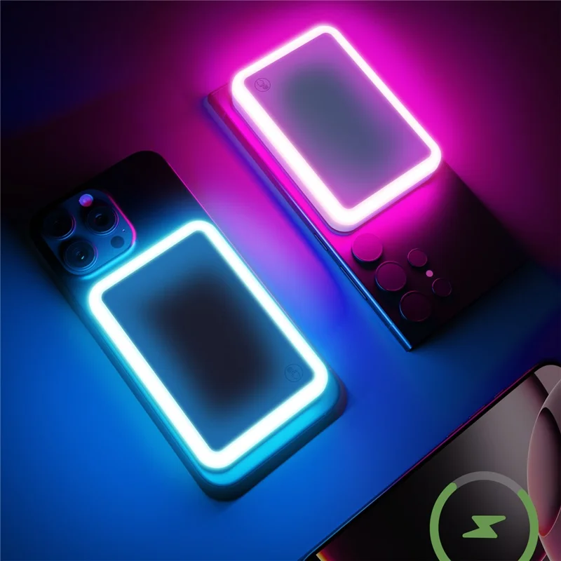 J01 5000mAh Magnetic Power Bank for iPhone 16 - 12 Series Portable Charger with Ring Light - Pink