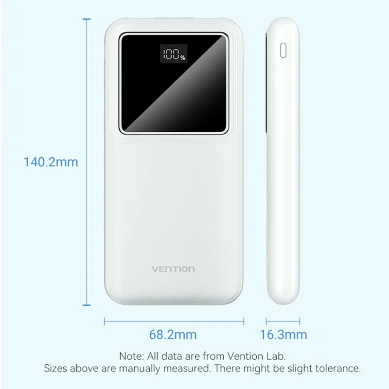 VENTION Serie FHK Power Bank Portatile da 10000mAh 22,5W con Display Digitale per Ricarica Telefono - Bianco