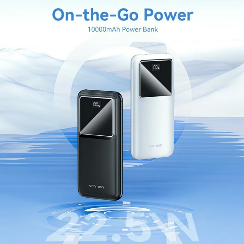 VENTION Serie FHK Power Bank Portatile da 10000mAh 22,5W con Display Digitale per Ricarica Telefono - Bianco