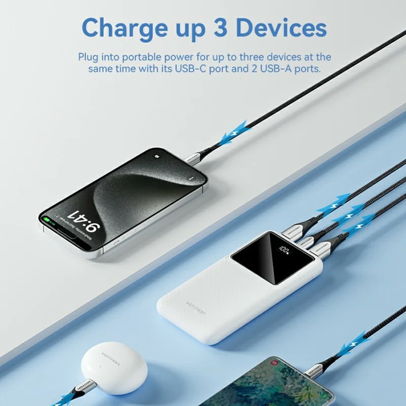 VENTION Serie FHK Power Bank Portatile da 10000mAh 22,5W con Display Digitale per Ricarica Telefono - Bianco