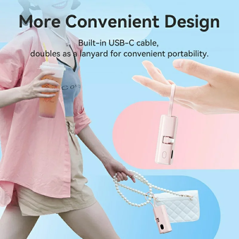 VENTION FHR Series 4800mAh Power Bank 22.5W Fast Charging Portable Charger with Foldable iP Plug and Type C Cable - White